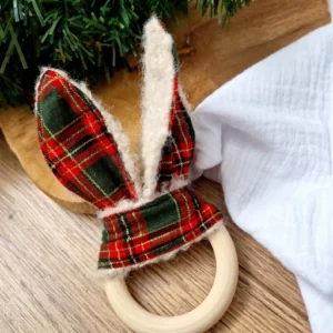 Anneau dentition en bois thème Noël