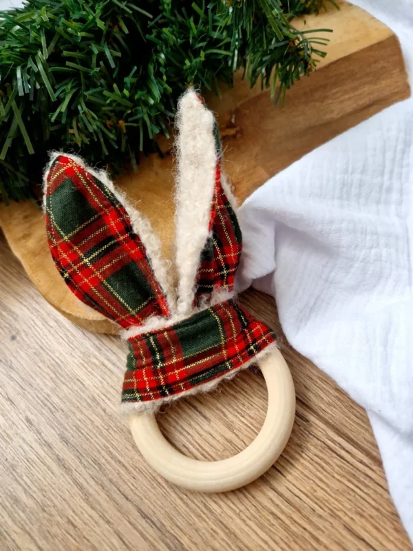 Anneau dentition en bois thème Noël