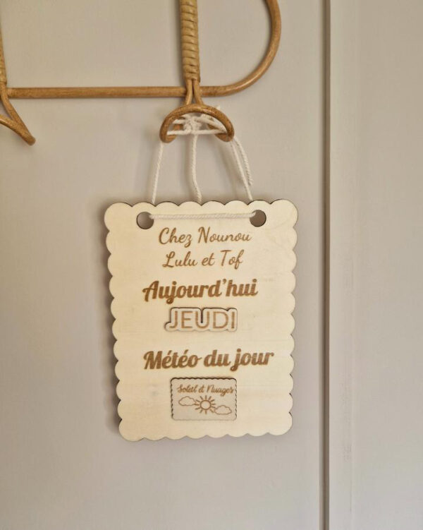 Pancarte "Jour & Météo du jour"