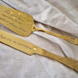 Set pelle à tarte & couteau dorés