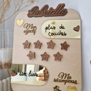 Tableau de motivation personnalisé enfant – Tableau de récompense en bois