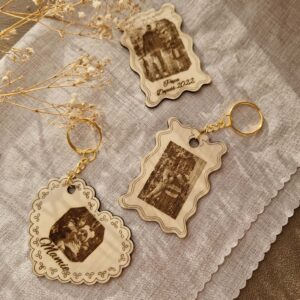 Porte-clé ou Magnet personnalisé en bois – Photo gravée