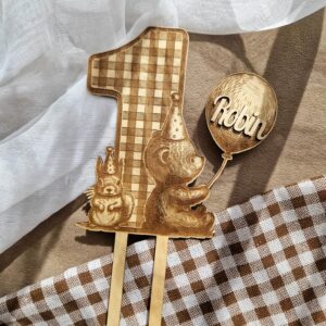 Topper cake nounours et écureuil