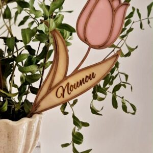Tulipe éternelle personnalisée en bois